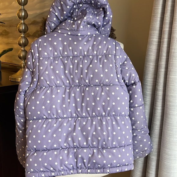 Mini Boden girls 7-8y puffer jacket/vest purple polka dot - Picture 8 of 13